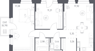 2-к. квартира, 60&nbsp;м²