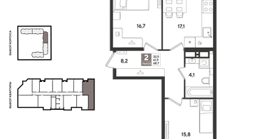 2-к. квартира, 68&nbsp;м²