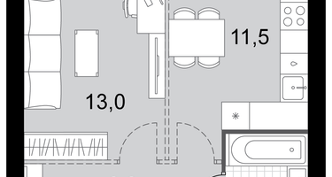 1-к. квартира, 35&nbsp;м²
