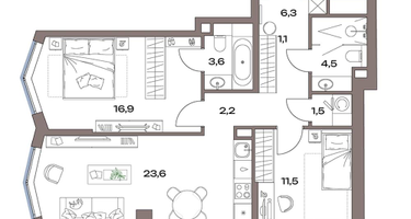 3-к. квартира, 71 м²