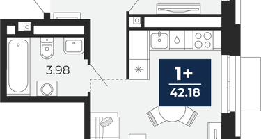 1-к. квартира, 42&nbsp;м²