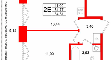 1-к. квартира, 31 м²