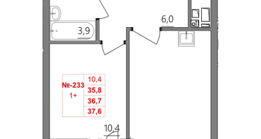 1-к. квартира, 36 м²
