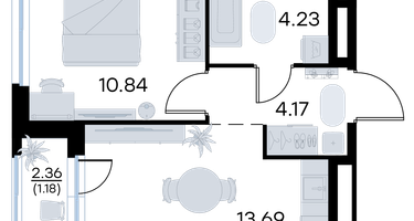 1-к. квартира, 34&nbsp;м²