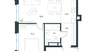 2-к. квартира, 40&nbsp;м²