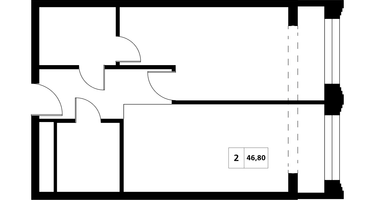 2-к. квартира, 46 м²