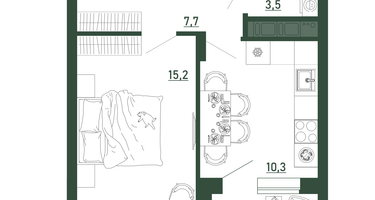 1-к. квартира, 39 м²