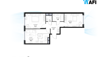 3-к. квартира, 62&nbsp;м²