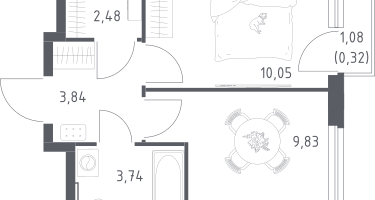 1-к. квартира, 30&nbsp;м²