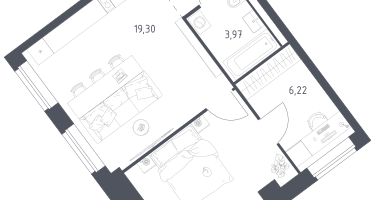1-к. квартира, 46&nbsp;м²