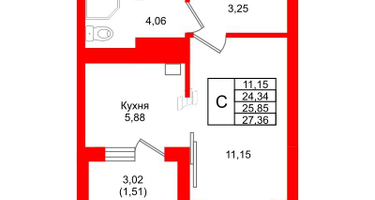 Студия, 25&nbsp;м²