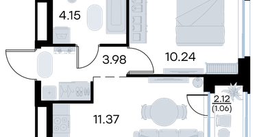 1-к. квартира, 30&nbsp;м²