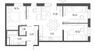 4-к. квартира, 70&nbsp;м²