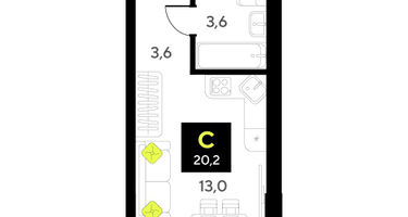 Студия, 20&nbsp;м²
