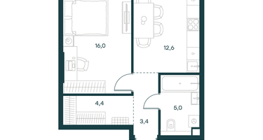 1-к. квартира, 41 м²