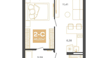 2-к. квартира, 46&nbsp;м²