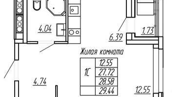 Студия, 28&nbsp;м²