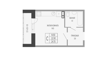 Студия, 25&nbsp;м²