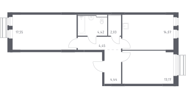 2-к. квартира, 60&nbsp;м²