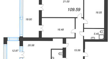 3-к. квартира, 107&nbsp;м²