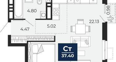 Студия, 36&nbsp;м²