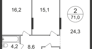 2-к. квартира, 71&nbsp;м²