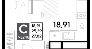 Студия, 27 м²