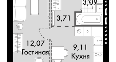 1-к. квартира, 27&nbsp;м²