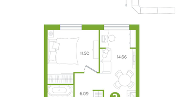 2-к. квартира, 36&nbsp;м²