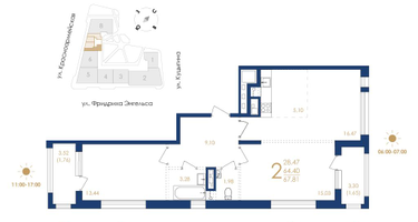 2-к. квартира, 67&nbsp;м²