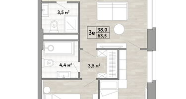 2-к. квартира, 63 м²