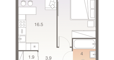 2-к. квартира, 40 м²