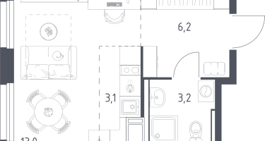 Студия, 24&nbsp;м²