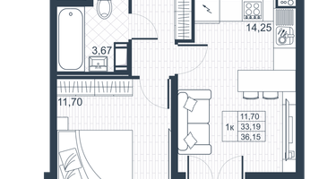 1-к. квартира, 32&nbsp;м²