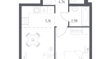 Студия, 43&nbsp;м²