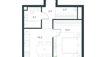1-к. квартира, 33&nbsp;м²