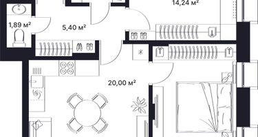 2-к. квартира, 60&nbsp;м²