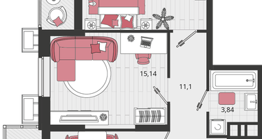 2-к. квартира, 67&nbsp;м²