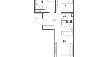 2-к. квартира, 57 м²