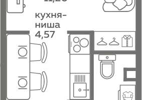 Студия, 23&nbsp;м²