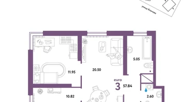 3-к. квартира, 57&nbsp;м²