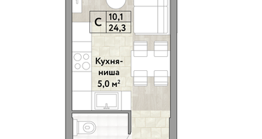Студия, 24&nbsp;м²