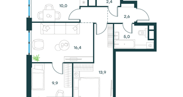 3-к. квартира, 60&nbsp;м²