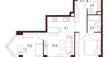Студия, 56 м²