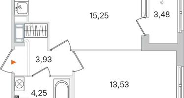 1-к. квартира, 38&nbsp;м²