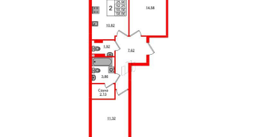 2-к. квартира, 55&nbsp;м²