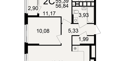 2-к. квартира, 55&nbsp;м²