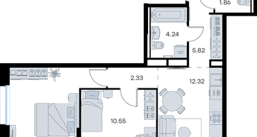 2-к. квартира, 56&nbsp;м²