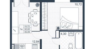 1-к. квартира, 31&nbsp;м²