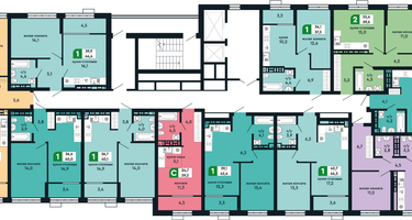 1-к. квартира, 44 м²